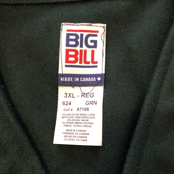 Big Bill wool outdoor vest. Size 3 XL. - Picture 7 of 10